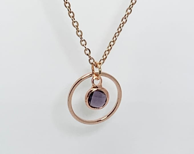 Eternal Ring and Birth stone Necklace Personalised Rose Gold Birthstone Necklace