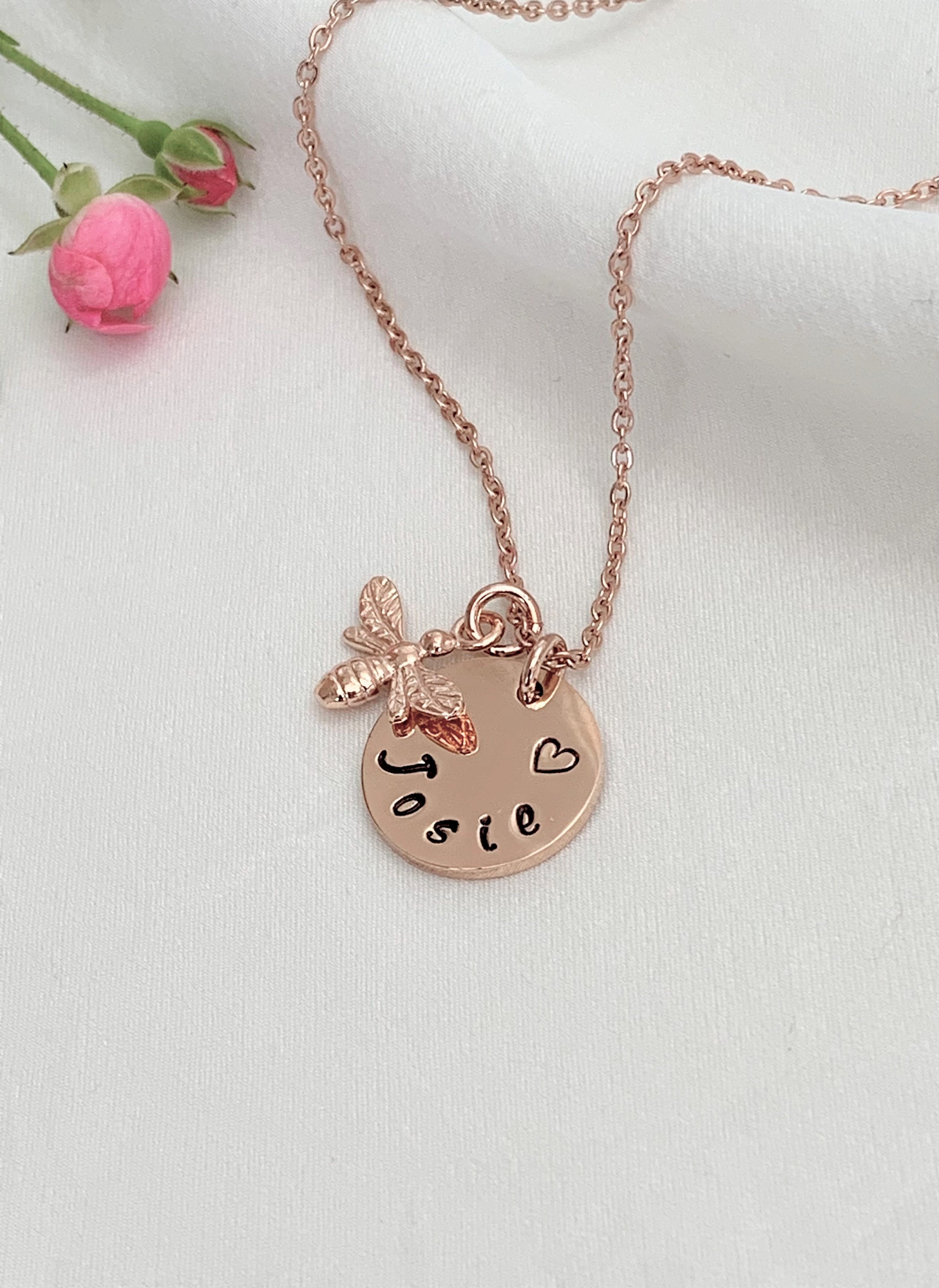 Name and Sterling Silver Bee Charm 