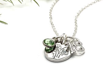 18th Birthday Birth Flower and Birthstone Necklace, Birth Flower and Birthstone Charm, Personalised Jewellery, Unique to Her Gift