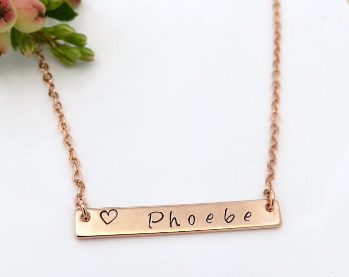 Bar Name Necklace Rose Gold Personalised Necklace Personalised Jewellery Minimalist Jewellery Valentine's Day Gift UK Seller
