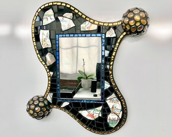 NY State Souvenir Plate Mosaic Mirror, Vintage china, Mosaic Mirror, State plate mirror, hand made, free shipping to U.S.