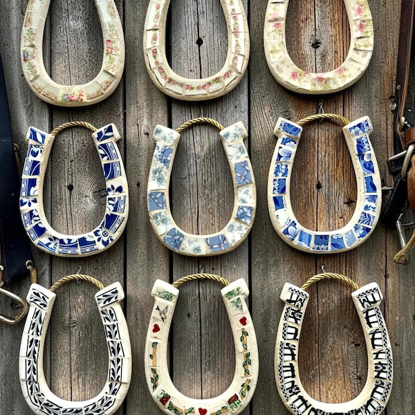 Horseshoe Mosaic, Equestrian Decor, Housewarming Gift, Horse Owner Gift, Wall Art Decor