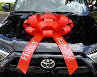 MEGA BIG CAR BOW for Cars /& XMAS Gifts 16/" HOLOGRAPHIC RED MERRY CHRISTMAS