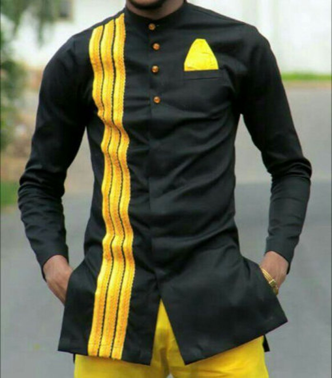Ankara Men's Outfit African Mens Outfit Black and Yellow - Etsy Canada
