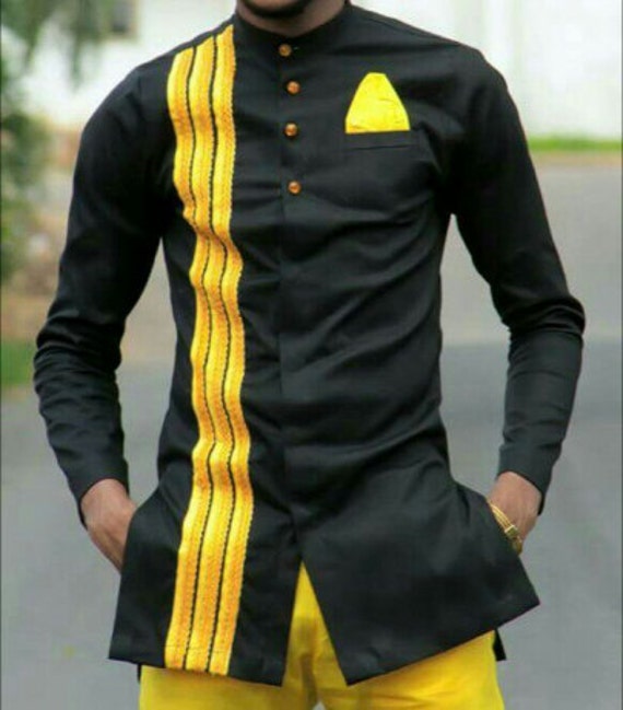 Ankara Men's Outfit African Mens Outfit Black and Yellow - Etsy