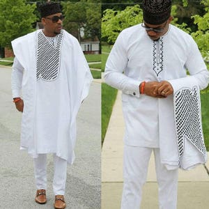 3 Pcs Agbada For Men /Ankara Men's Agbada Traditional Outfit, Free shipping, birthday gift, graduation gift image 1