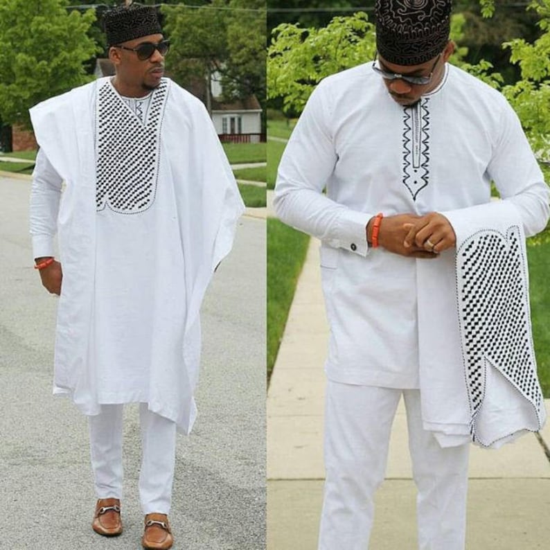 3 Pcs Agbada For Men /Ankara Men's Agbada Traditional Outfit, Free shipping, birthday gift, graduation gift image 1