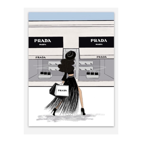 The Prada Fashionista Sticker, Prada Marfa Sticker, fashion sticker, laptop sticker, cute sticker, fashion girl sticker, Prada sticker,