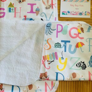 Burp cloth set, Baby Burp Cloths, flannel baby burp cloths, ABC burper cloths, baby shower gift, Set of 2 baby burpers