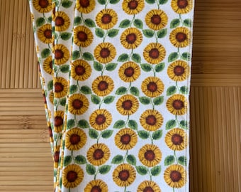 Sunflower Unpaper Towels: Reusable Cotton Flannel, Set of 5