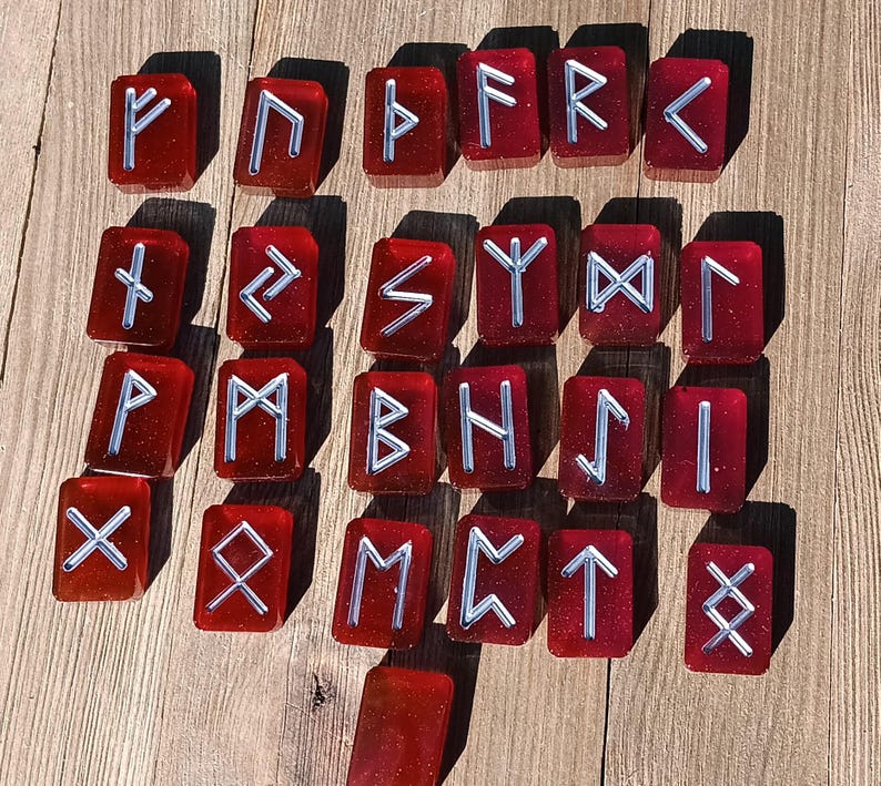 Resign Rune Blood Crystal Resin Rune Set - Etsy