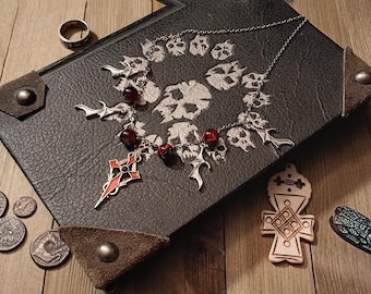Collana Croce Gotica Nera Grande – Crocifisso Ornato Stile Vampiro – Catena 20 Pollici - Foto 3