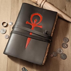 Vampire Ankh leather covered deckle edged paper journal