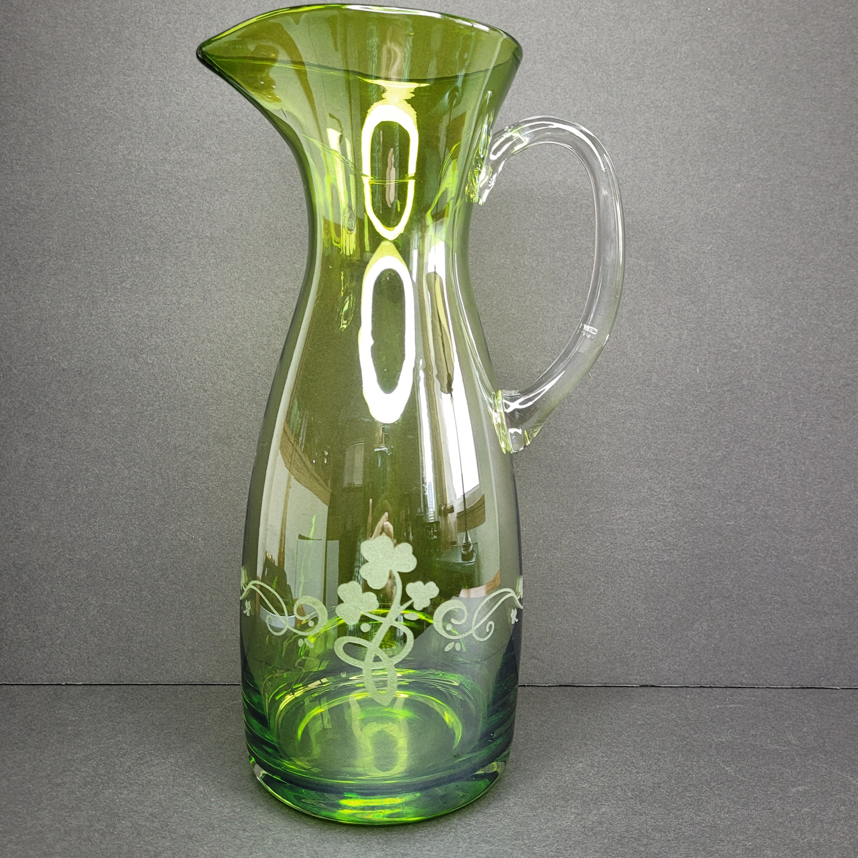 手作りガラスピッチャー 透明と緑のグラデーション Amazon | ピッチャー 氷山のデザインのグラデーションブルーガラス