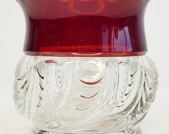 U.S.Glass No.15026 Scalloped Swirl York Herringbone Ruby Stain Toothpick Holder