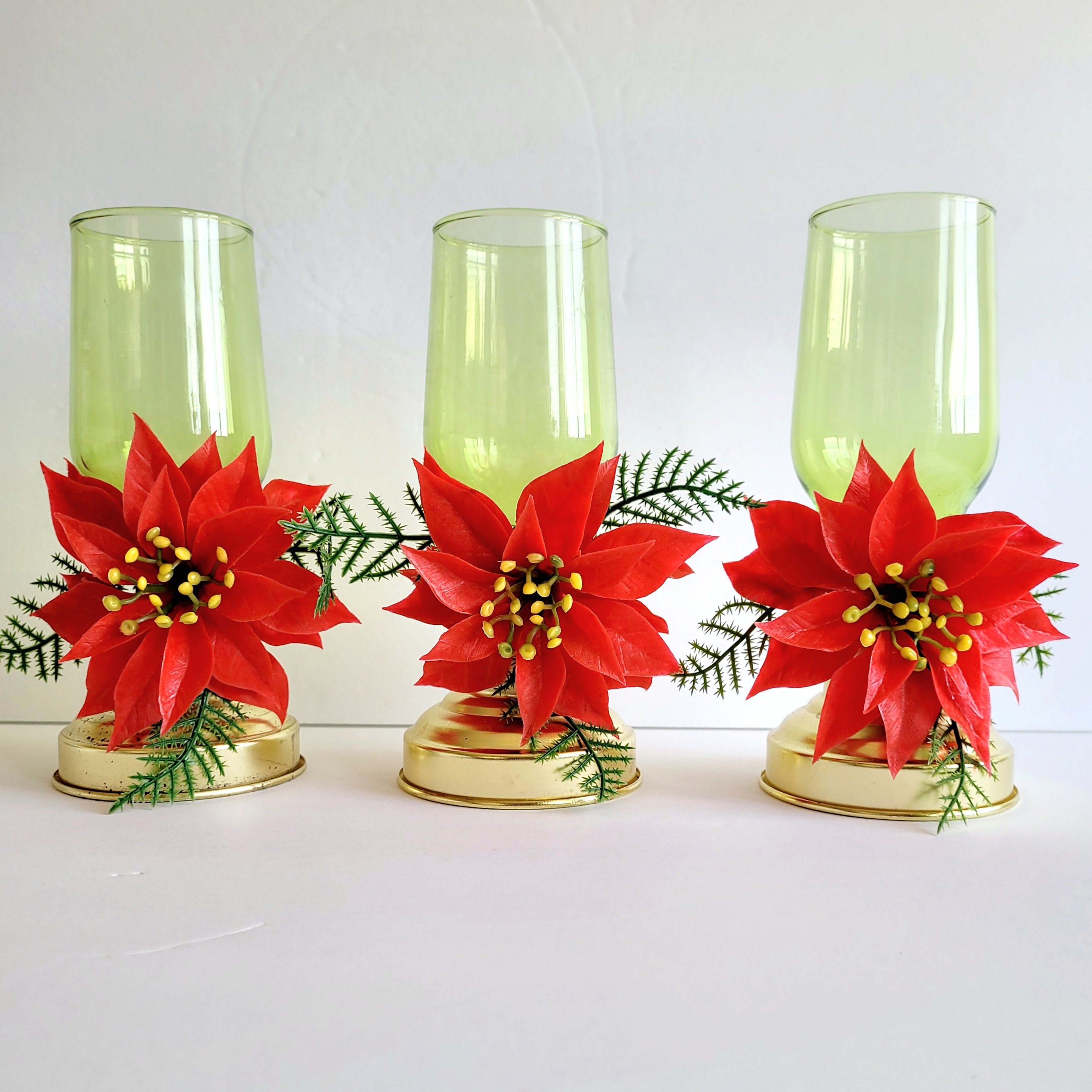 Christams Hurricane Lamps W/ Poinsettia Set of 3 - Etsy Christams Hurricane Lamps W/ Poinsettia Set of 3 - Etsy