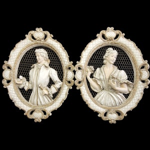 Vintage Universal Statuary Wall Art Hangings Oval Victorian Fancy Ornate 1957 on sale