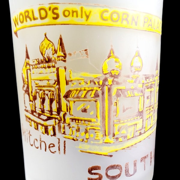 Hazel Atlas Souvenir Frosted Satin Double Shot Glass South Dakota