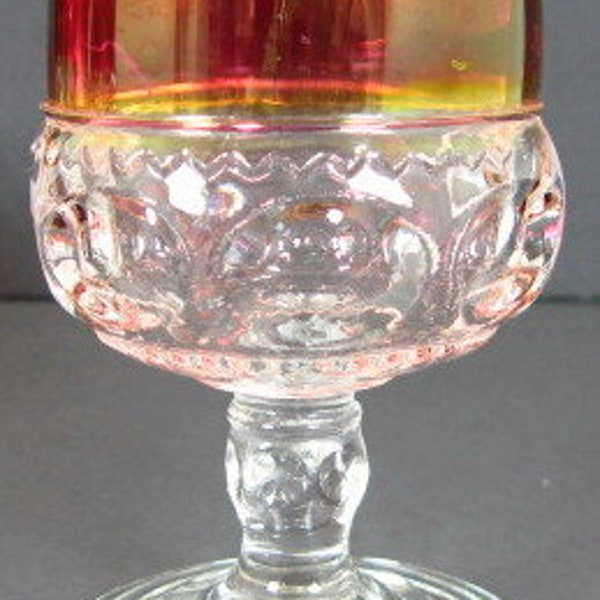 Indiana Kings Crown Ruby Stained Juice Wine Goblet 4.25 tall x 2.625 inches dia