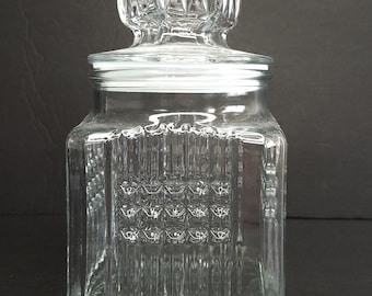 Koeze&#39;s Glass Candy Nut Decanter Drugstore Jar Apothecary Sugar Canister Lidded Style B
