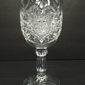 Libbey Glass Hobstar Clear Goblet Water Goblet 71/4" Tall Ornate Heavy