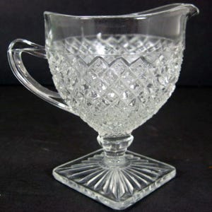 Miss America Diamond Footed Creamer Depression Glass Clear Crystal