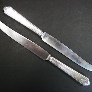 Coltelli da tavola Holmes Edwards 1927 IS Pageant in argento placcato con monogramma E, 9,5 pollici