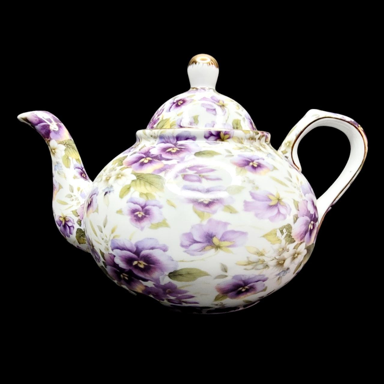 Purple Violet Pansy Chintz Teapot Formalities by Baum Bros. - Etsy