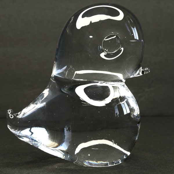 Sweden FM RONNEBY Konstglas Handiwork Crystal Art Glass Duck Paperweight