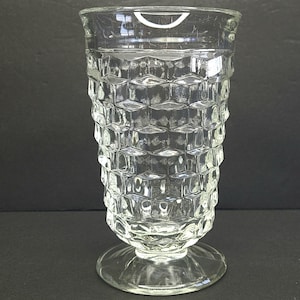 Indiana Glass Colony Whitehall Clear Stacked Cube Cubist Flared Rim Iced Tea Goblet Footed Tumbler
