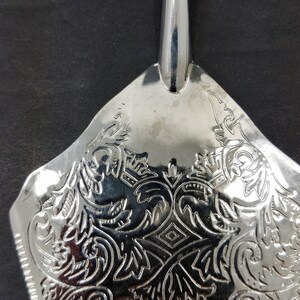 Engraved Silverplate Pie Server Wedding Cake Knife Unmarked image 2