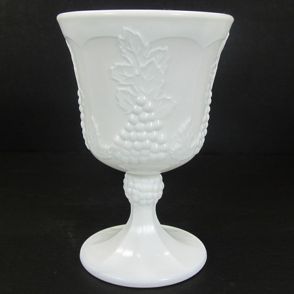 Colony Harvest Milk Glass Water Goblet Paneled Grape Indiana 1950-1969