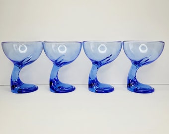 Bormioli Rocco Jerba Saphir Blue Champagne Sherbet Dessert Glasses Set de 4