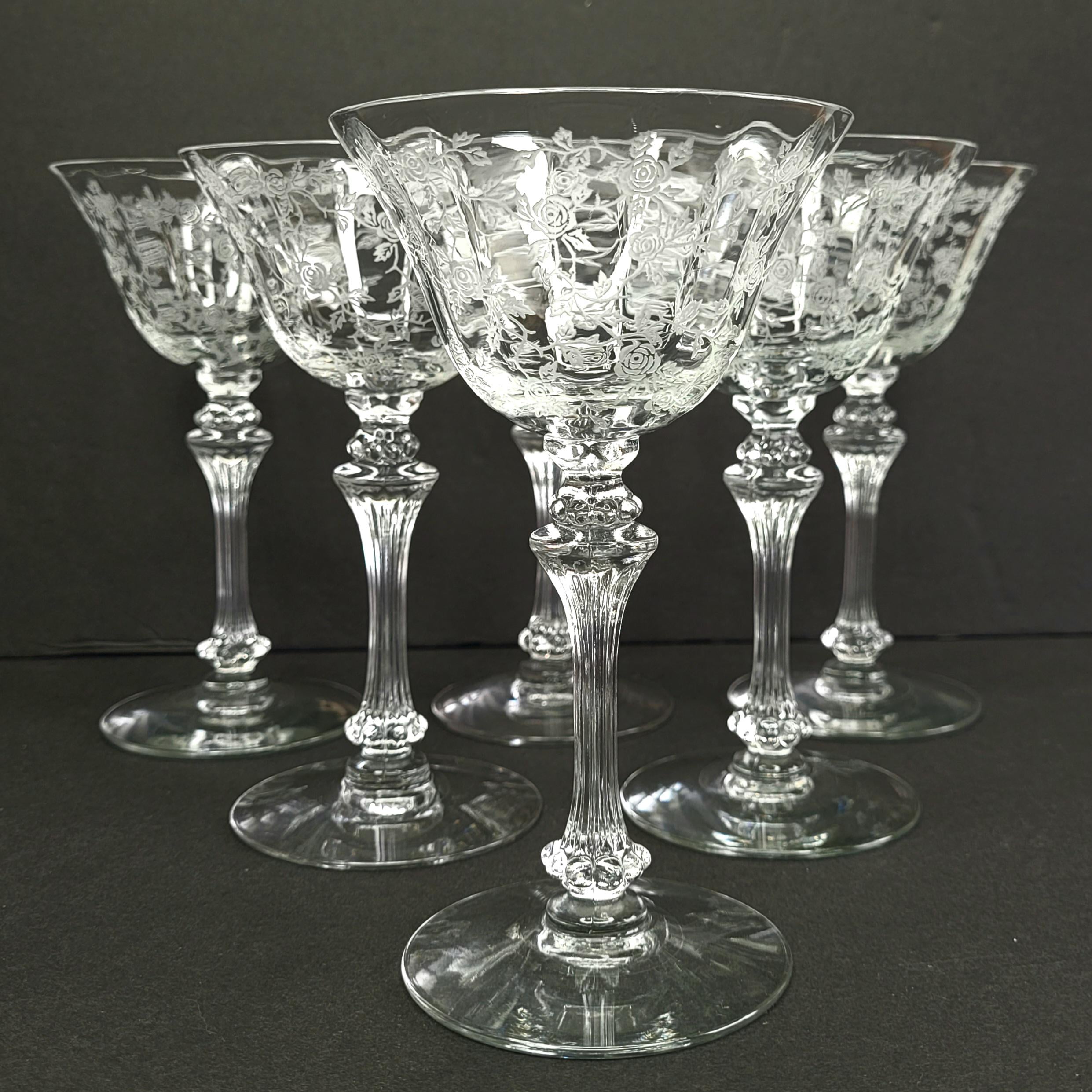 Tiffin Glass Cerice Champagne Tall Sherbet Unknown Stem Set of 6
