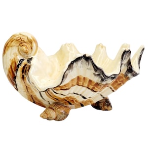 Fitz & Floyd Palm Beach Ceramic Coquille Sea Shell Bowl Dish Black Brown