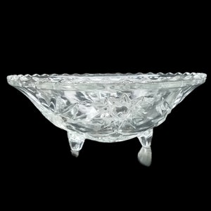 Anchor Hocking EAPC Scalloped Clear Glass 3 Ftd Bowl Dish Early American Prescut