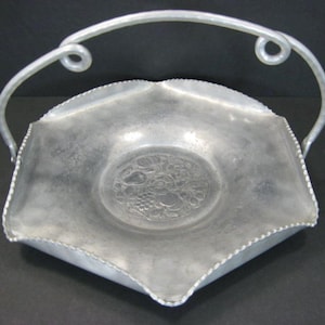 Cromwell Hand Wrought Aluminum Hexagon Basket w/ Swing Handle