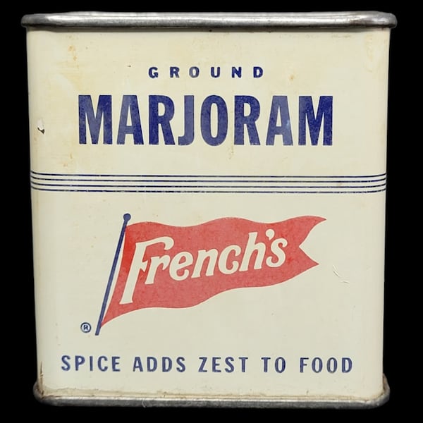 French's 1940s Ground Marjoram Spice Tin Empty