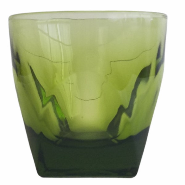 Hazel Atlas Green Colony 6oz Square Bottom Old Fashioned On The Rocks Tumblers Mid Century