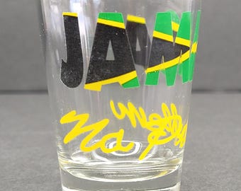 Jamaica No Problem Souvenir Shot Glass Green Yellow Black