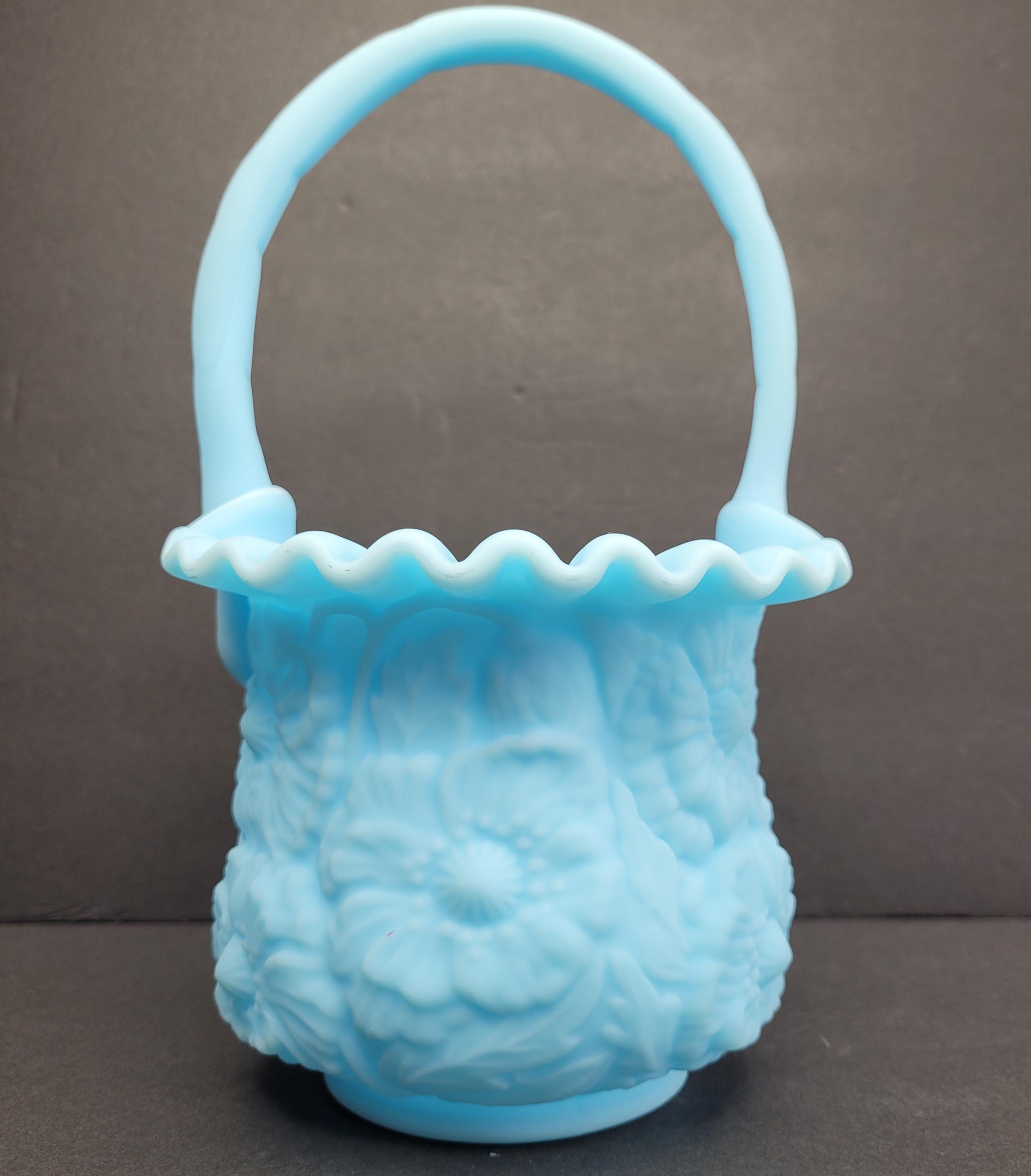 Fenton Glass Basket Blue - Etsy