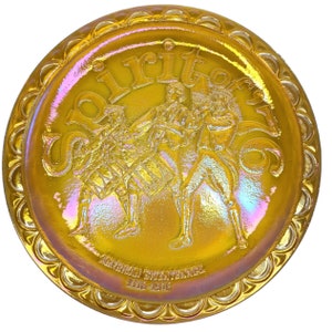 Indiana Glass Bicentennial Spirit Of 76 Commemorative Marigold Carnival Glass Plate