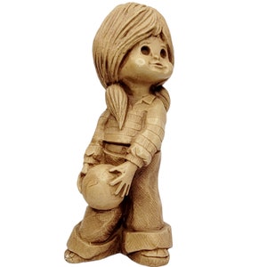 VTG 1970er Jahre Bill Mack Fannykins Ton Figur Mädchen Rinnstein Ball Bowling Solar Statuary