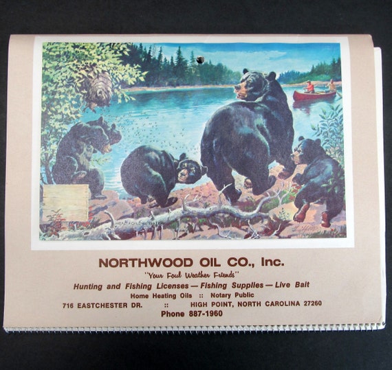 1980 Northwood Oil Co. Premium Calendar Mama Bear Cubs Bees - Etsy