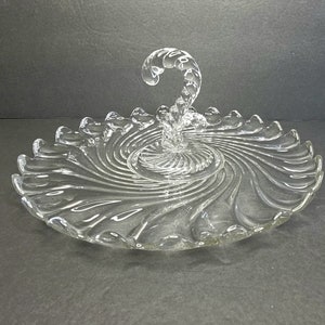 Fostoria Colony Swirl Clear Glass Serving Tray Plate Center Handle
