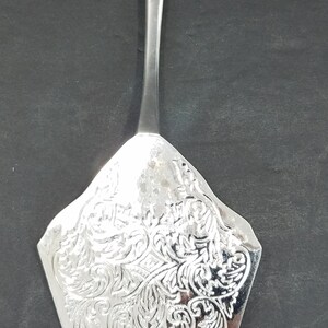 Engraved Silverplate Pie Server Wedding Cake Knife Unmarked image 3