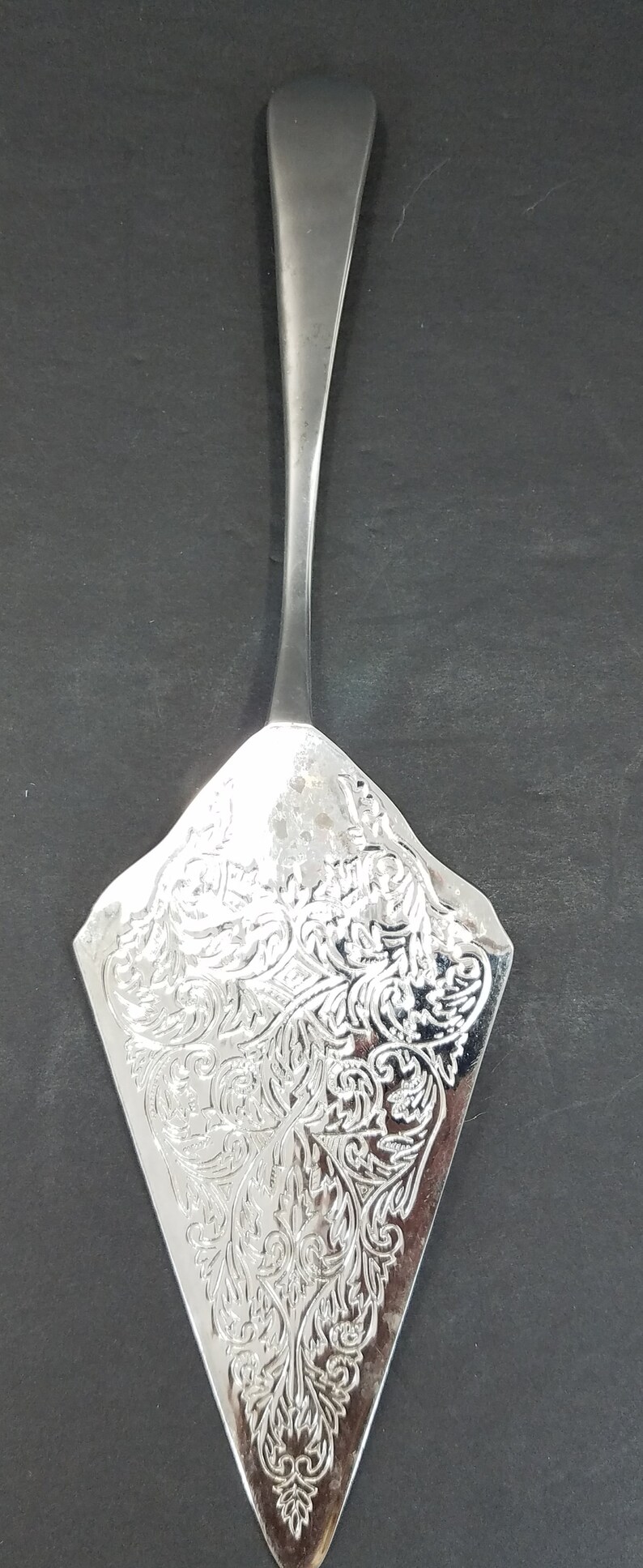 Engraved Silverplate Pie Server Wedding Cake Knife Unmarked image 3