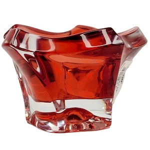 Mikasa Pacific Wave Lead Crystal Red Votive Made in Czech Republic w/Label