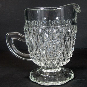 Indiana Diamond Point Cream Pitcher/Creamer w/Scalloped Foot