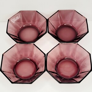 Hazel Atlas Moroccan Amethyst Purple Octagonal Berry Fruit Dessert Sauce Bowl x4